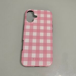 Burga Pink Checkered Phone Case (Think Pink) for iphone 16